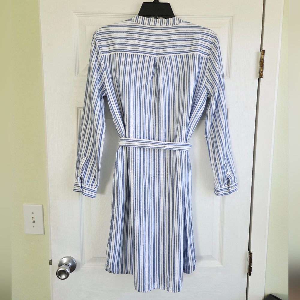 J.Crew Mercantile ✨️ Blue and White Striped Women's Dress with Belt Size M - Picture 7 of 10